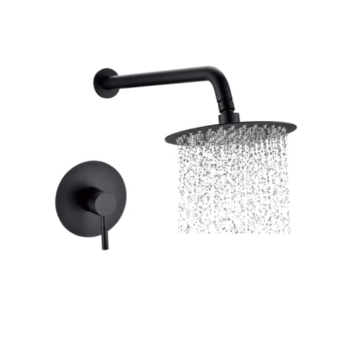 Round Shower Head Arm & Mixer Set - Matt Black Chrome Cater