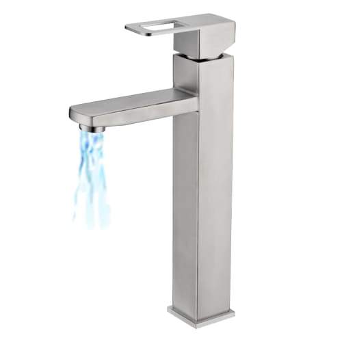 Single Lever Tall Square Basin Mixer Brushed S/steel