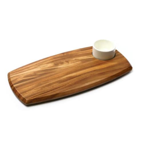 Wooden Serving Board With Dip Bowl (70ml Bowl) 180 x 362