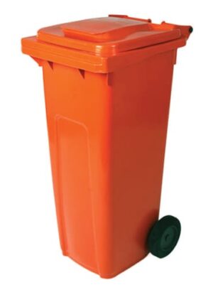 240lt Mobile Refuse Bin On Wheels Orange (paper) Global