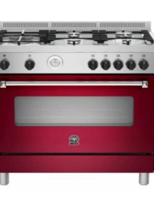 90cm Gas Hob & Electric Oven Burgundy La Germania Americana