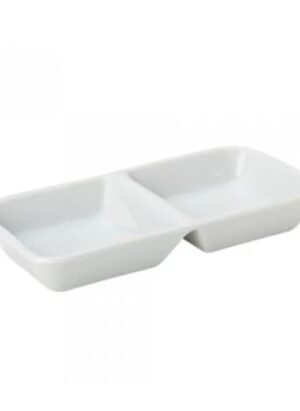 Accent - White - Rectangular 2 Division 14cm Dish (12)