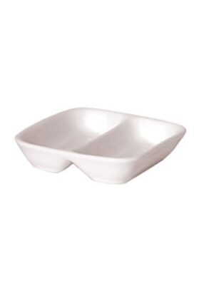 New Bone - White - Square 2 Compt. Dish 8.5cm (12)