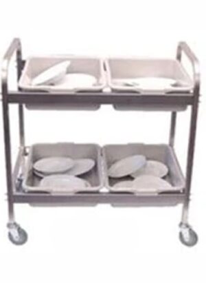 Dish Clearing Trolley S/steel With 4 Tote Boxes 870 x 545