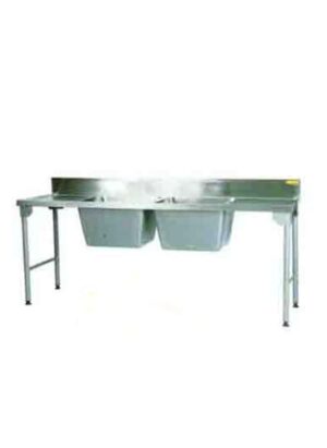 Double Pot Sink 2300mm Mild Steel Legs Left Sdsn1025o7