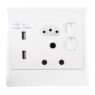 16a Double Wall Socket With 2 Usb Slots (4x4) Ausd02-1usb