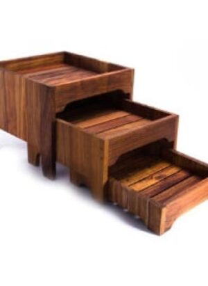 Three Tier Wood Bread Stand (395 x 395 330mm Complete)