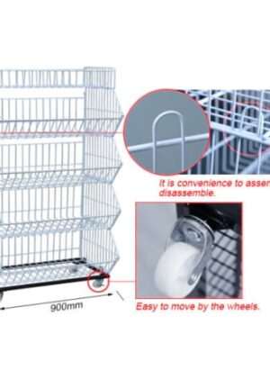 Wire Basket Display Rack On Wheels - Wb5t01