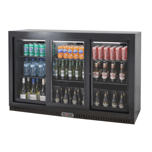 PolarCab Black Bar Cooler 3 Sliding-Door BBP9003 Wedoall