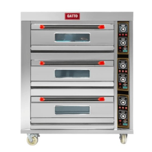 GATTO 3 Deck 6 Tray Electric Pizza Oven w Ceramic Floors