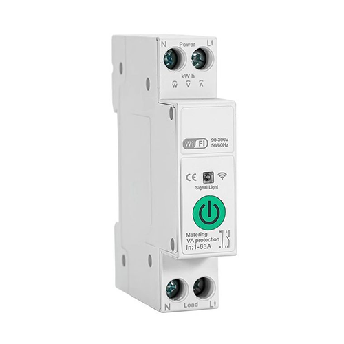 Smart Switch Din Rail 1 Pole Breaker, 1- 63A adjustable 230VAC WiFi Tuya Switch
