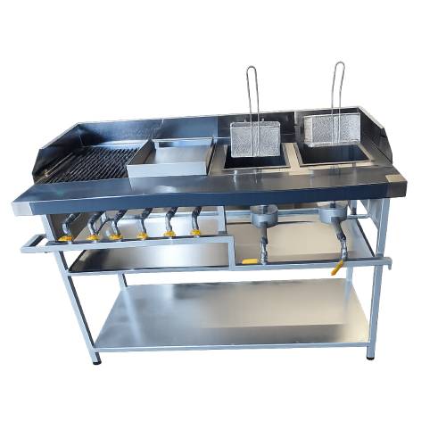 Combination Gas Griller With 2 x 5Lt Fryer